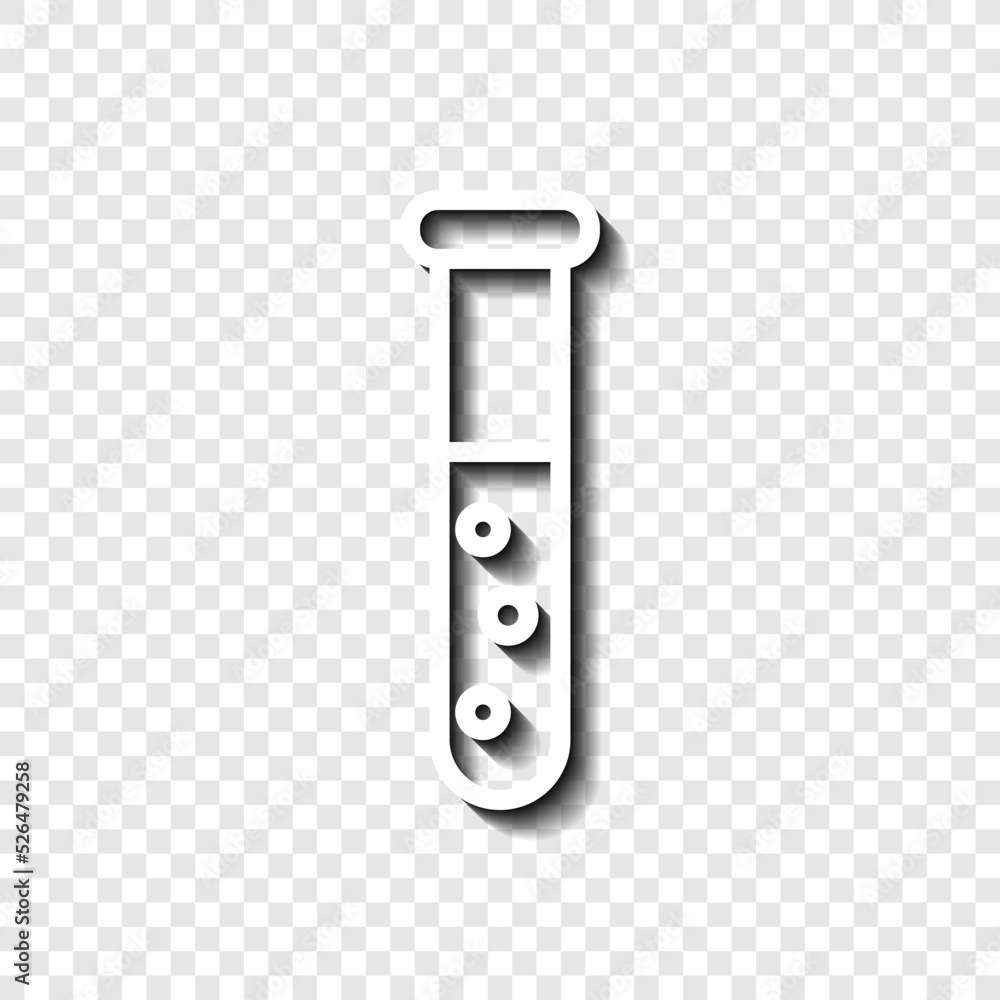Poster test tube logo simple icon vector. flat design. white with shadow on transparent grid.ai