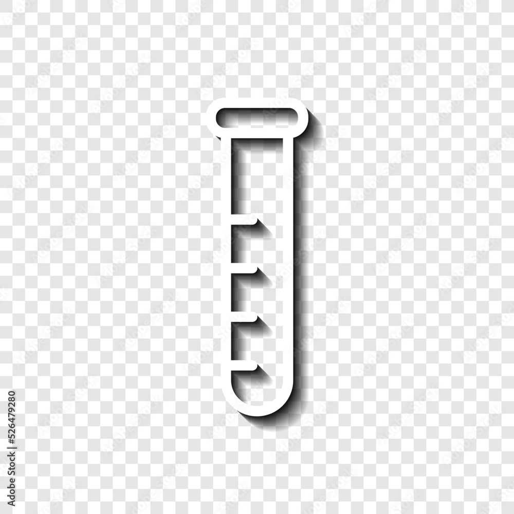 Poster test tube simple icon vector. flat design. white with shadow on transparent grid.ai