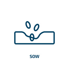 sow icon from nature collection. Thin linear sow, nature, sowing outline icon isolated on white background. Line vector sow sign, symbol for web and mobile
