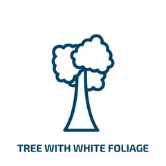 tree with white foliage icon from nature collection. Thin linear tree with white foliage, nature, tree outline icon isolated on white background. Line vector tree with white foliage sign, symbol for