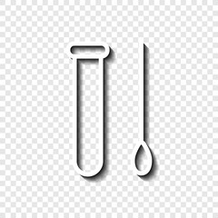 Test tube and swab, analysis simple icon vector. Flat design. White with shadow on transparent grid.ai
