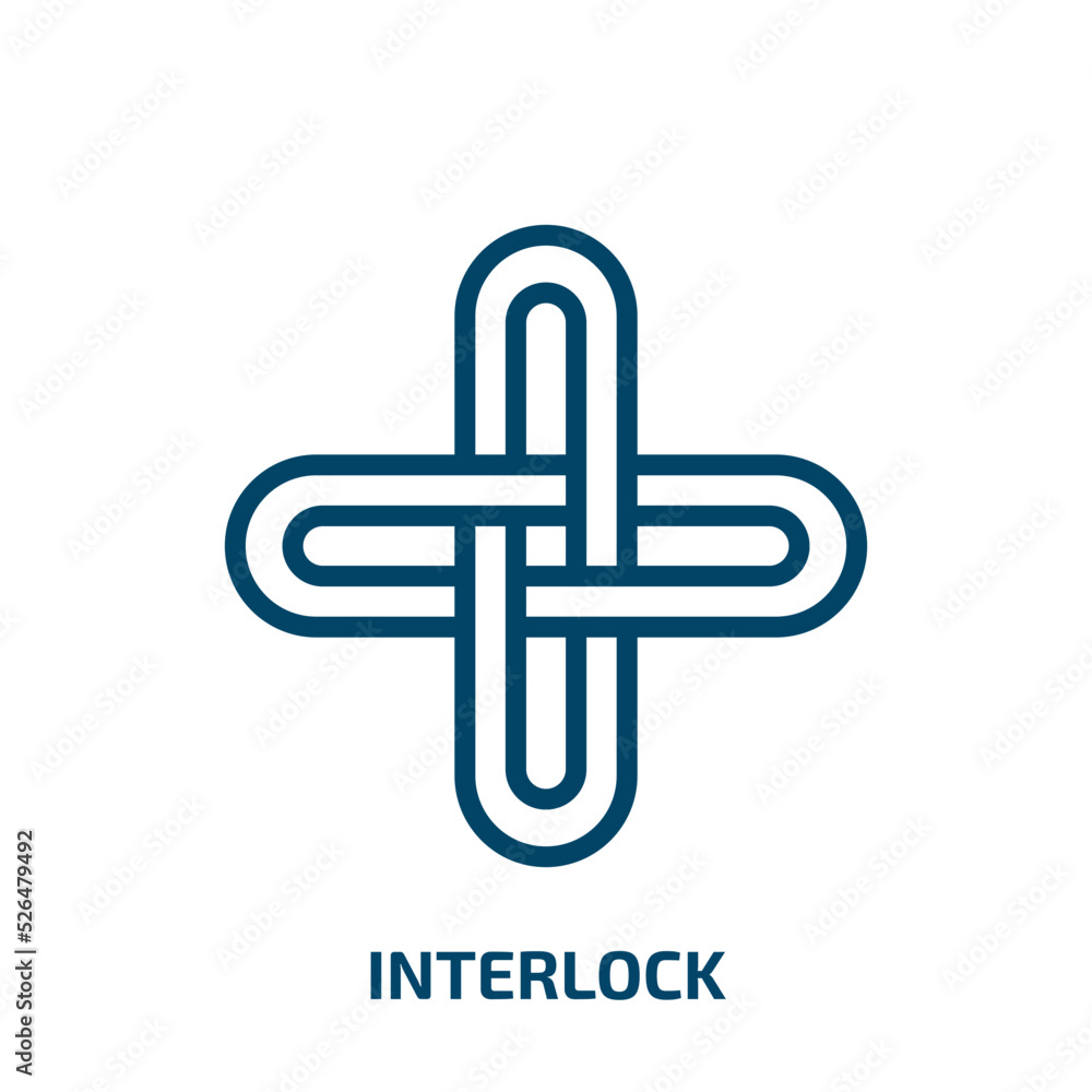 Poster interlock icon from other collection. thin linear interlock, interlocking, geometric outline icon is