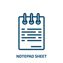 Obraz premium notepad sheet icon from other collection. Thin linear notepad sheet, note, notepad outline icon isolated on white background. Line vector notepad sheet sign, symbol for web and mobile