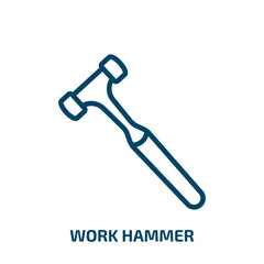 work hammer icon from other collection. Thin linear work hammer, work, hammer outline icon isolated on white background. Line vector work hammer sign, symbol for web and mobile