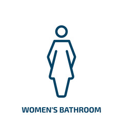 women's bathroom icon from other collection. Thin linear women's bathroom, bathroom, cosmetic outline icon isolated on white background. Line vector women's bathroom sign, symbol for web and mobile