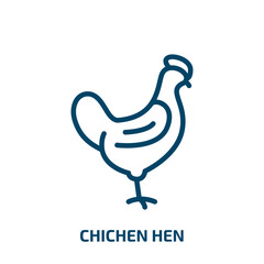 Fototapeta na wymiar chichen hen icon from other collection. Thin linear chichen hen, chicken, vintage outline icon isolated on white background. Line vector chichen hen sign, symbol for web and mobile