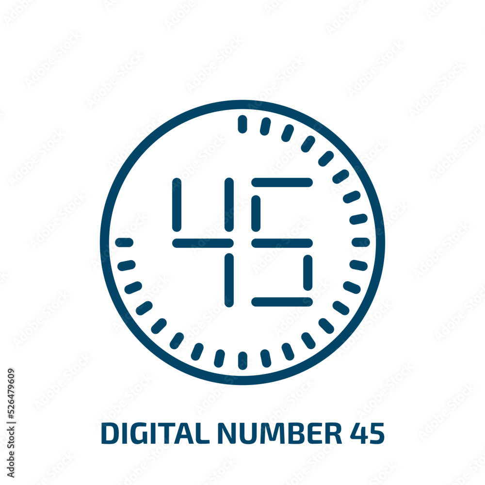 Poster digital number 45 icon from other collection. thin linear digital number 45, digital, number outline