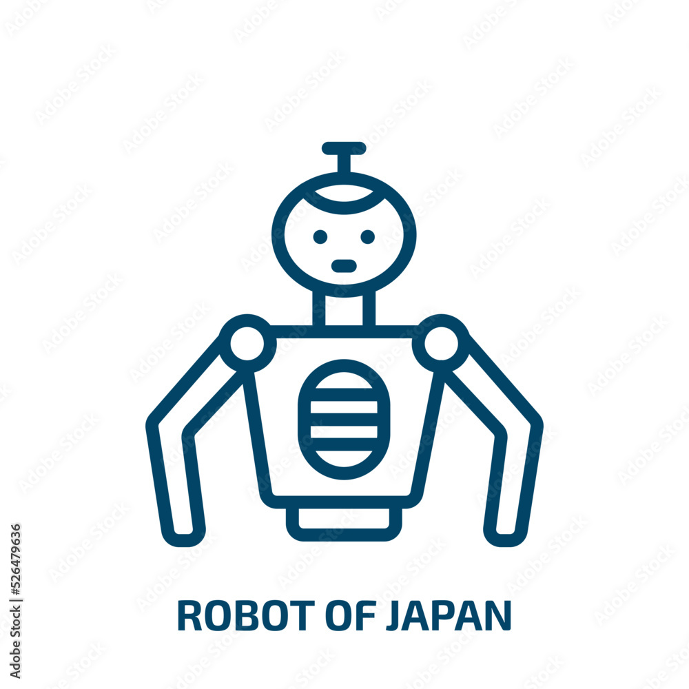 Poster robot of japan icon from other collection. thin linear robot of japan, robot, cyborg outline icon is
