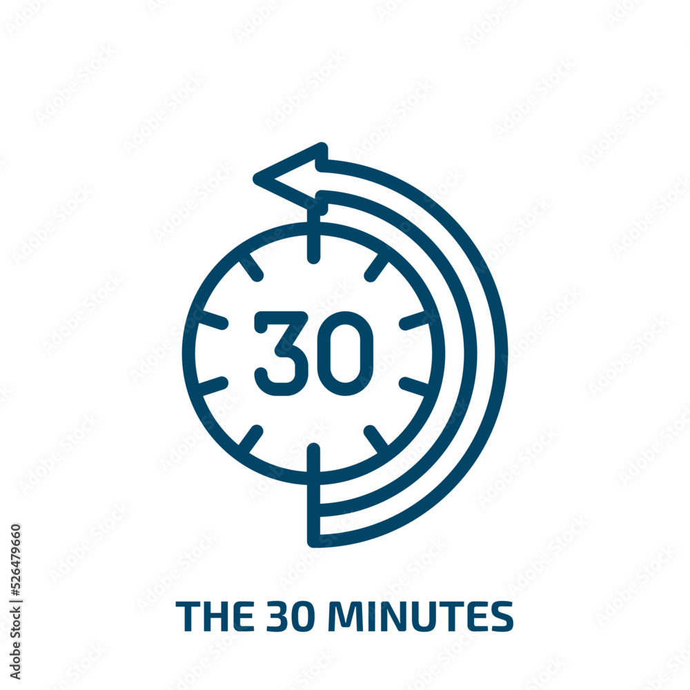 Poster the 30 minutes icon from other collection. thin linear the 30 minutes, speed, second outline icon is