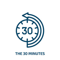 the 30 minutes icon from other collection. Thin linear the 30 minutes, speed, second outline icon isolated on white background. Line vector the 30 minutes sign, symbol for web and mobile