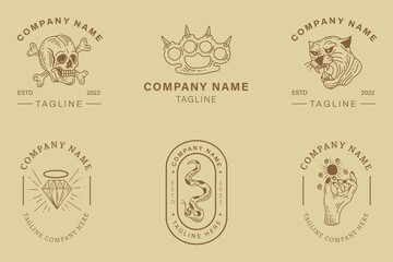 Chocolate Minimalist Mystical Logo Templates With Element On Pastel.