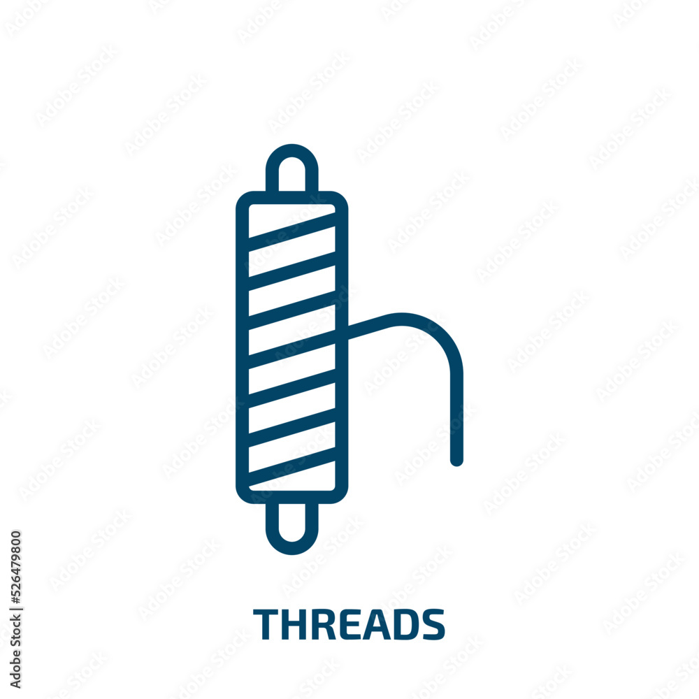 Poster threads icon from sew collection. thin linear threads, thread, button outline icon isolated on white