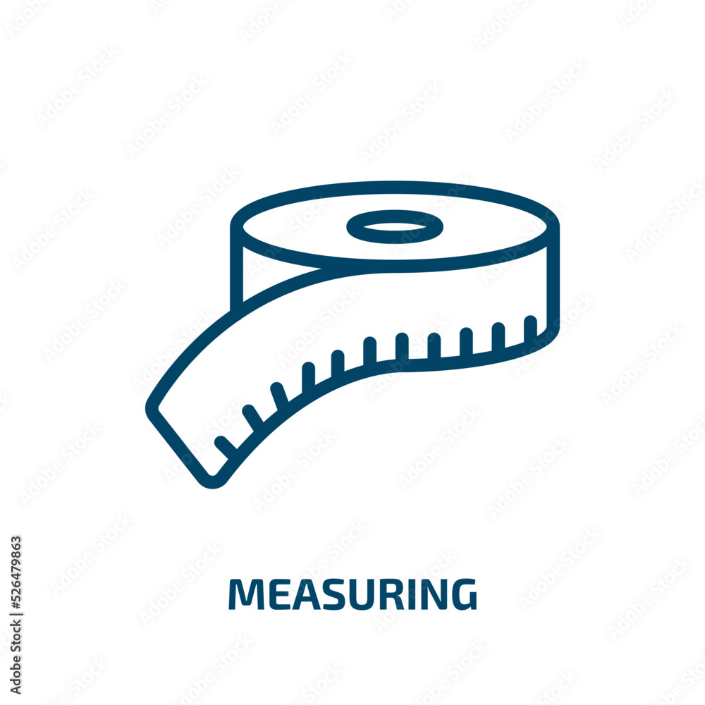Poster measuring icon from sew collection. thin linear measuring, measurement, measure outline icon isolate