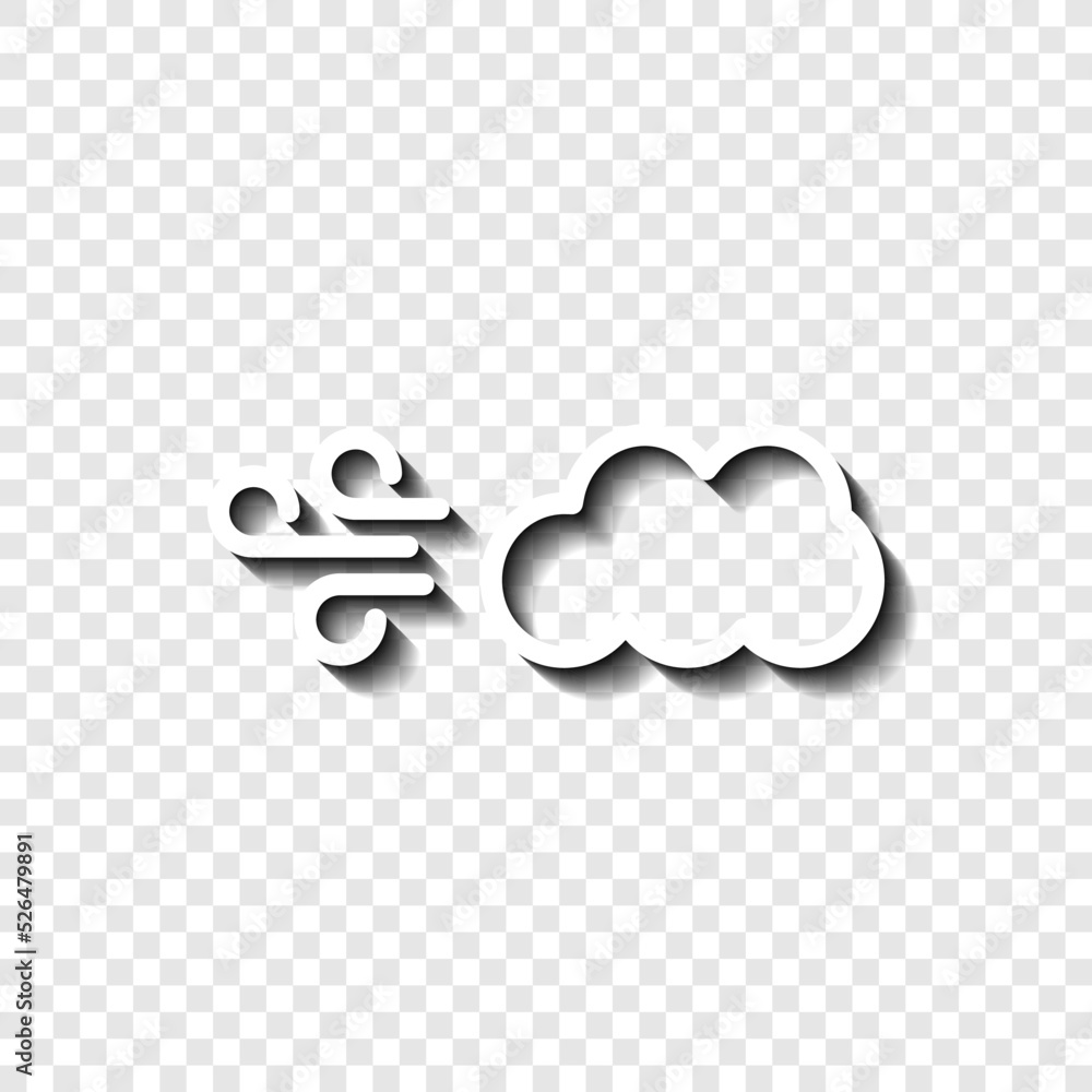 Poster windy simple icon vector. flat design. white with shadow on transparent grid.ai