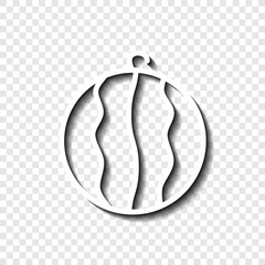 Watermelon simple icon vector. Flat design. White with shadow on transparent grid.ai