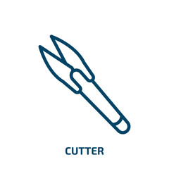 cutter icon from sew collection. Thin linear cutter, tools, business outline icon isolated on white background. Line vector cutter sign, symbol for web and mobile