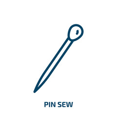 pin sew icon from sew collection. Thin linear pin sew, thimble, pin outline icon isolated on white background. Line vector pin sew sign, symbol for web and mobile