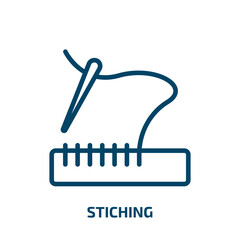 Fototapeta premium stiching icon from sew collection. Thin linear stiching, retro, american outline icon isolated on white background. Line vector stiching sign, symbol for web and mobile
