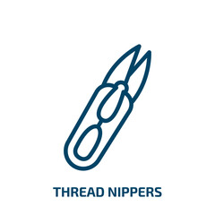 thread nippers icon from sew collection. Thin linear thread nippers, button, sewing outline icon isolated on white background. Line vector thread nippers sign, symbol for web and mobile