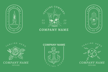 Mystical White Logo Symbol Templates Element Light Green Pastel.