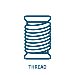 thread icon from sew collection. Thin linear thread, button, fashion outline icon isolated on white background. Line vector thread sign, symbol for web and mobile