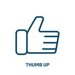 thumb up icon from success collection. Thin linear thumb up, up, hand outline icon isolated on white background. Line vector thumb up sign, symbol for web and mobile