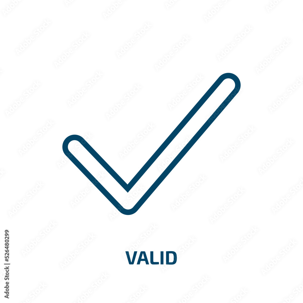 Poster valid icon from startup stategy and success collection. thin linear valid, business, validate outlin