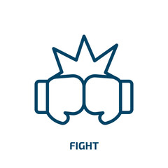 fight icon from startup stategy and success collection. Thin linear fight, warrior, gun outline icon isolated on white background. Line vector fight sign, symbol for web and mobile