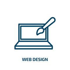web design icon from startup stategy and success collection. Thin linear web design, internet, business outline icon isolated on white background. Line vector web design sign, symbol for web and