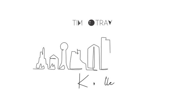 Animated self drawing of one continuous line draw Knoxville city skyline, Tennessee. Beautiful landmark. World landscape tourism travel home wall decor poster print. Full length single line animation.
