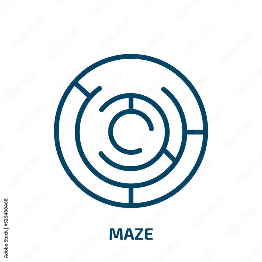 Poster maze icon from success collection. thin linear maze, labyrinth, solution outline icon isolated on wh