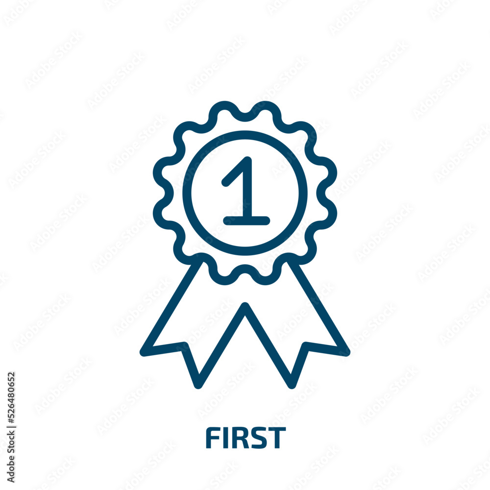 Poster first icon from startup stategy and success collection. thin linear first, success, achievement outl