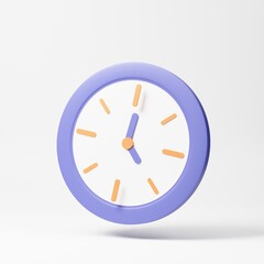 analog clock on white background. minimal design for banner, flyer, poster, web site. concept of time. 3d rendering
