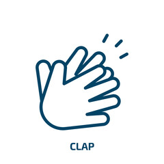 clap icon from startup stategy and success collection. Thin linear clap, hand, media outline icon isolated on white background. Line vector clap sign, symbol for web and mobile