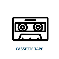 cassette tape icon from technology collection. Thin linear cassette tape, sound, music outline icon isolated on white background. Line vector cassette tape sign, symbol for web and mobile