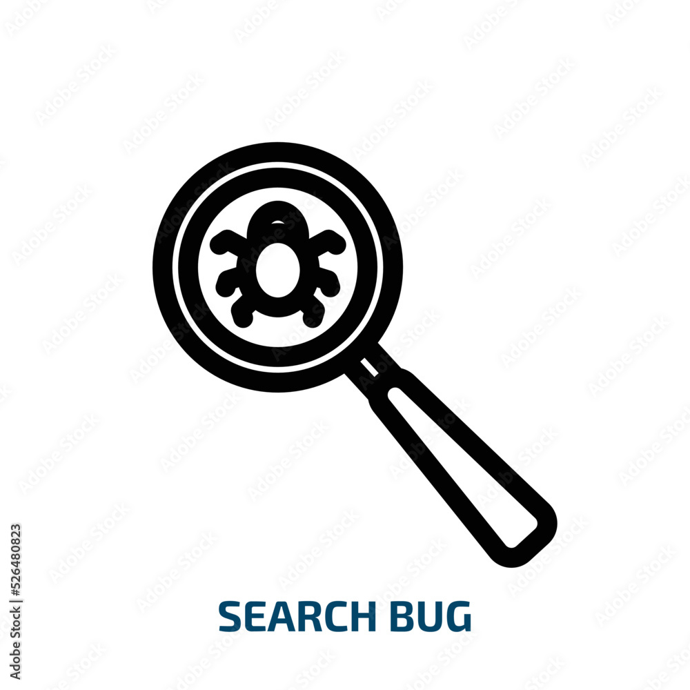 Poster search bug icon from technology collection. thin linear search bug, search, computer outline icon is