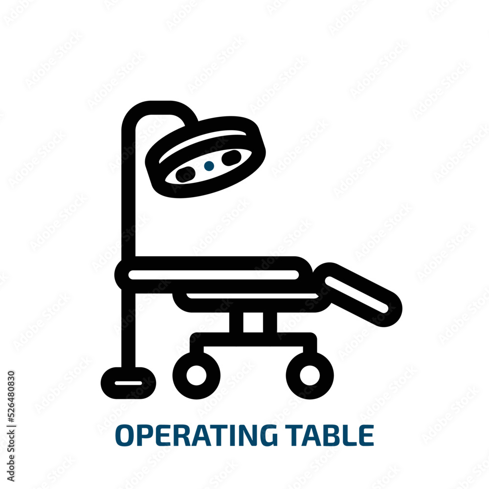 Poster operating table icon from technology collection. thin linear operating table, medical, operating out