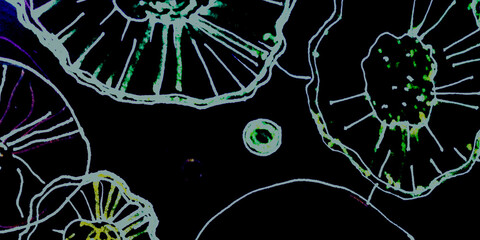 Hiv Virus. Vivid Immune Oncology Cancer Cells. Psychedelic Virus Medical. Microscope Bacteria....