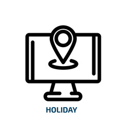 holiday icon from technology collection. Thin linear holiday, gift, decoration outline icon isolated on white background. Line vector holiday sign, symbol for web and mobile