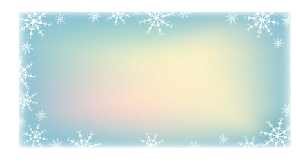 Winter Christmas background with snowflakes. Winter window, gentle pastel colors, Christmas and New Year. Banner, template, backdrop, place for text, insert. Vector illustration