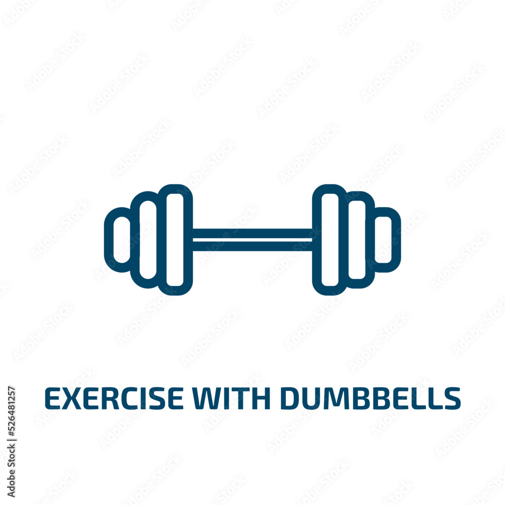Poster exercise with dumbbells icon from tools and utensils collection. thin linear exercise with dumbbells