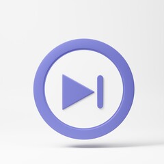 Skip to the end, next, music player button. 3d rendering icon. Cartoon minimal style.