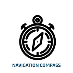 navigation compass icon from technology collection. Thin linear navigation compass, navigation, west outline icon isolated on white background. Line vector navigation compass sign, symbol for web and