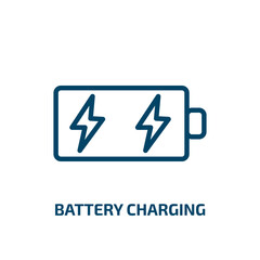 battery charging icon from tools and utensils collection. Thin linear battery charging, battery, power outline icon isolated on white background. Line vector battery charging sign, symbol for web and