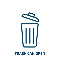 trash can open icon from tools and utensils collection. Thin linear trash can open, container, basket outline icon isolated on white background. Line vector trash can open sign, symbol for web and