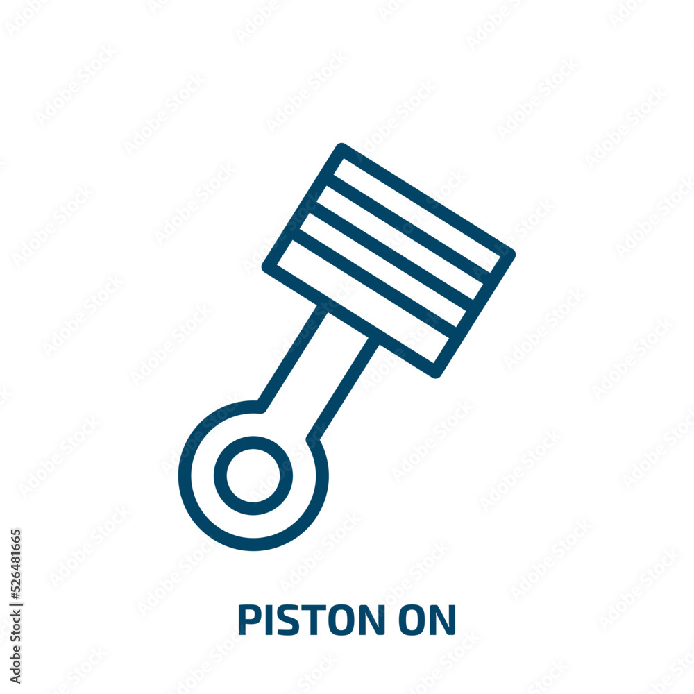 Poster piston on icon from tools and utensils collection. thin linear piston on, repair, piston outline ico