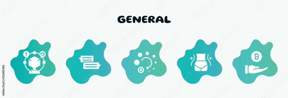 Poster general filled icons set. flat icons such as text chat, loading, weight loss, initial coin offering,