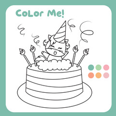 Coloring unicorn worksheet for children. Educational printable worksheet. Motor skills for children. Vector illustrations.  © idcreative.ddid