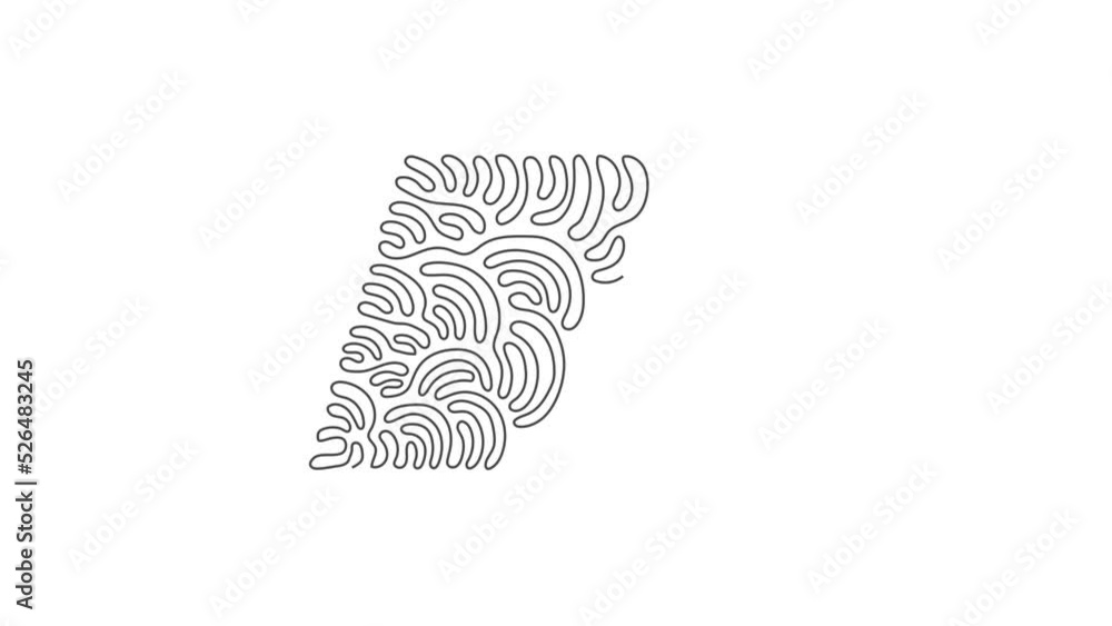 Poster animated self drawing of continuous line draw shapes, trapezoid icon. simple line, outline 3d figure