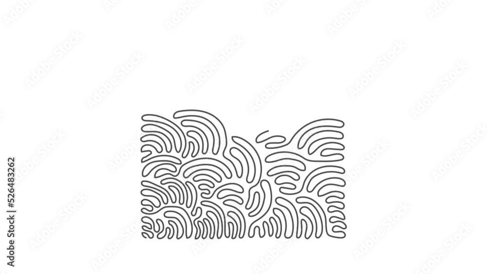 Poster animated self drawing of continuous one line draw hand drawn single square, blank drawing frame isol